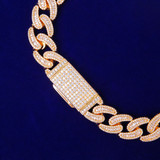 Iced 24k Yellow 14k White Gold 18MM 5A Bling Miami Cuban Link Chain Bracelet Hip Hop Jewelry Set