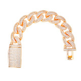 Iced 24k Yellow 14k White Gold 18MM 5A Bling Miami Cuban Link Chain Bracelet Hip Hop Jewelry Set