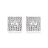 Mazed Ice | Iced Baguette .925 Solid Sterling Silver Hip Hop Square Cut Earrings