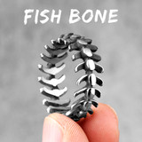 Unique Keel Fish Bone No Fade Stainless Steel Mens Personality Rings