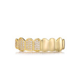Hip Hop Grillz Half Ice Street Wear 14k Gold 925 Silver Bling Grillz