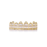 Mens Street Wear Baguette Iced Top Bottom 14k 925 Silver Blinged Out Grillz