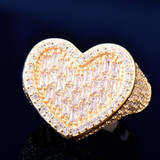 HeartStones | Ladies 24k Gold 925 Silver 4 Prong VVS Diamond CZ Heart Bling Rings