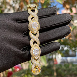24k Gold 925 Silver All Seeing Eye Flooded Ice Infinity Hip Hop Bracelets