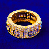 Ice King | Mens 24k 925 Silver Rose Gold Thick Baguette Blinged Out Rings