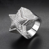 925 Sterling Silver VVS Genuine Lab Diamond 5 Star Stunna Hip Hop Rings