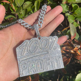 100% Profit | VVS Diamond CZ Baguette Stone 4 Prong Set Name Plate Style Pendant