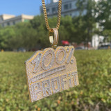 100% Profit | VVS Diamond CZ Baguette Stone 4 Prong Set Name Plate Style Pendant