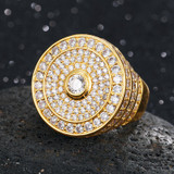 Mens Iced Disc Luxury Hip Hop 18k Gold 925 Silver Bling Flooded Ice Rings