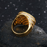 Mens Iced Disc Luxury Hip Hop 18k Gold 925 Silver Bling Flooded Ice Rings