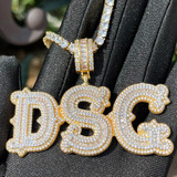 Mens Graffiti Ice Custom Made Name Plate Hip Hop Chain Necklace