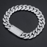 Mens VVS Diamond Solid 925 Silver 8mm/20mm Hip Hop Cuban Link Bracelets Chains