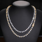 Solid Sterling Silver Circle Star Diamond Moissanite Iced Hip Hop Chain Necklace
