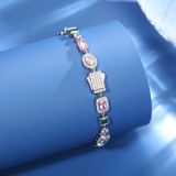 Exquisite Templar Cross Colorful Gemstone Solid 925 Silver Chain Necklace Bracelets