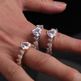 Loyal Heart |  Prong Set Solitaire 24k 925 Silver Rose Gold Luxury Bling Rings