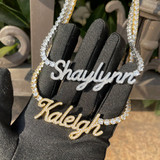 The Classy Girl | Tennis Chain Iced VVS Diamond CZ Custom Script Letter Necklace
