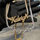 The Classy Girl | Tennis Chain Iced VVS Diamond CZ Custom Script Letter Necklace
