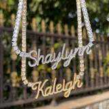 The Classy Girl | Tennis Chain Iced VVS Diamond CZ Custom Script Letter Necklace