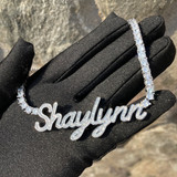 The Classy Girl | Tennis Chain Iced VVS Diamond CZ Custom Script Letter Necklace