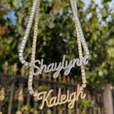 The Classy Girl | Tennis Chain Iced VVS Diamond CZ Custom Script Letter Necklace