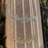 The Classy Girl | Tennis Chain Iced VVS Diamond CZ Custom Script Letter Necklace