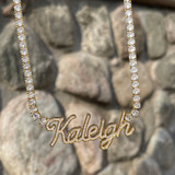 The Classy Girl | Tennis Chain Iced VVS Diamond CZ Custom Script Letter Necklace