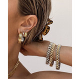 18k Gold Over Stainless Steel Clasp Wristband Wrap Bracelet