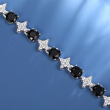 Cosmic Ice | 6mm Moissanite Diamond Iced Blinged Out Black Stone Tennis Link  Chain Bracelets
