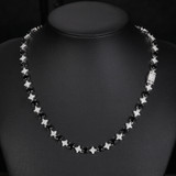 Cosmic Ice | 6mm Moissanite Diamond Iced Blinged Out Black Stone Tennis Link  Chain Bracelets
