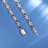 Cosmic Ice | 6mm Moissanite Diamond Iced Blinged Out Black Stone Tennis Link  Chain Bracelets