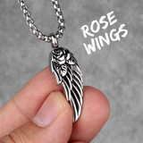 Rose Angel Wings |316L No Fade Stainless Steel Street Wear Pendant Chain Necklace