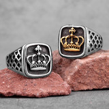 Noble Crown | 316L No Fade Stainless Steel Gold Silver Crown Hip Hop Rings