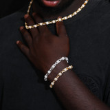 Ball N Chain | Solid 925 Silver Moissanite Iced Blinged Out Ball Link Hip Hop Chain Bracelet Set