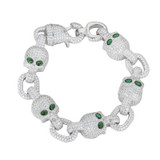 Chilled Skull | Solid Sterling Silver Moissanite Diamond Iced Designer Hip Hop Link Bracelet