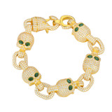 Chilled Skull | Solid Sterling Silver Moissanite Diamond Iced Designer Hip Hop Link Bracelet