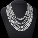 Moissanite Diamond Solid 925 Sterling Silver 8MM-20MM Hip Hop Cuban Chain Bracelet Sets