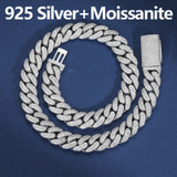 Moissanite Diamond Solid 925 Sterling Silver 8MM-20MM Hip Hop Cuban Chain Bracelet Sets