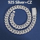 Moissanite Diamond Solid 925 Sterling Silver 8MM-20MM Hip Hop Cuban Chain Bracelet Sets