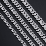 Moissanite Diamond Solid 925 Sterling Silver 8MM-20MM Hip Hop Cuban Chain Bracelet Sets