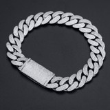Moissanite Diamond Solid 925 Sterling Silver 8MM-20MM Hip Hop Cuban Chain Bracelet Sets