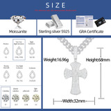 Baguette Luxury | Moissanite Diamond Solid Silver Hip Hop Cross Pendant 