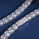10mm Luxury | All Ice Moissanite Diamond Solid Sterling Silver Tennis Chain Necklace
