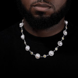 Pearl Sun | Moissanite Diamond Solid Sterling Silver Pearl Hip Hop Chain Necklace