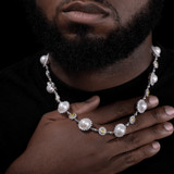 Pearl Sun | Moissanite Diamond Solid Sterling Silver Pearl Hip Hop Chain Necklace Bracelet Set