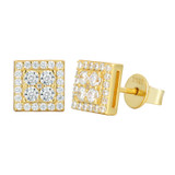 Solid 925 Sterling Silver Luxury Moissanite Diamond Square Stud Hip Hop Earrings