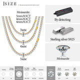 3MM Solid 925 Sterling Silver Full Moissanite Diamond Hip Hop Tennis Chain Necklace 
