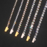 3MM Solid 925 Sterling Silver Full Moissanite Diamond Hip Hop Tennis Chain Necklace 