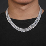 3MM Solid 925 Sterling Silver Full Moissanite Diamond Hip Hop Tennis Chain Necklace 