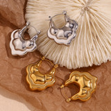 18k Gold Stainless Steel Hollow Double Layer Lotus Drop Waterproof Earrings 
