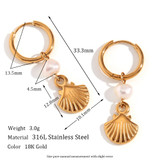 18k Gold Eco-friendly Freshwater Pearl Boho Shell Necklace Hoop Earrings Jewelry Set